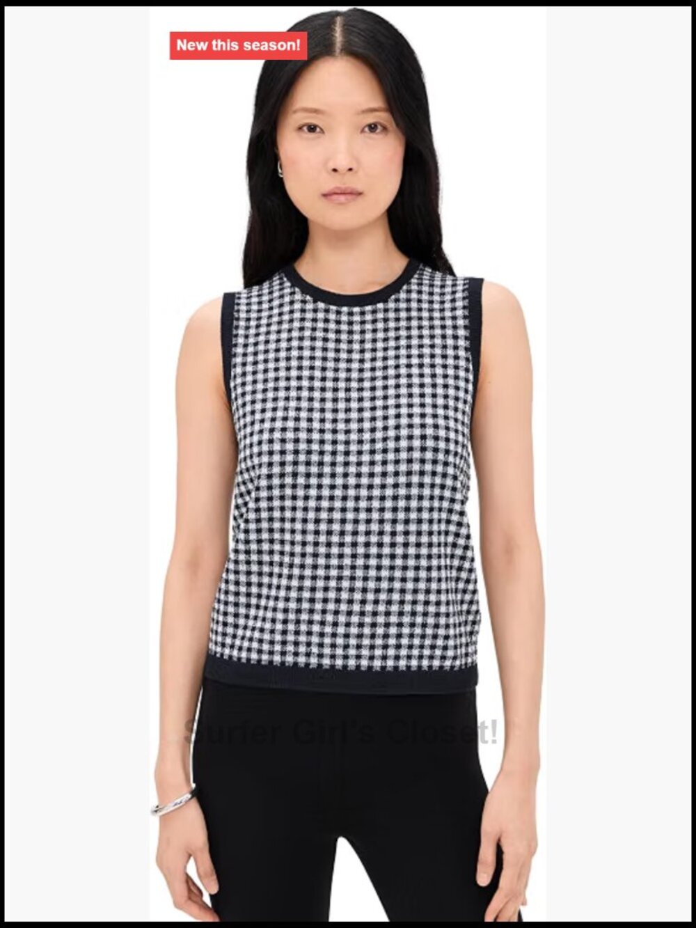 Vince Women's Gingham Tank Sleeveless Crew Neck